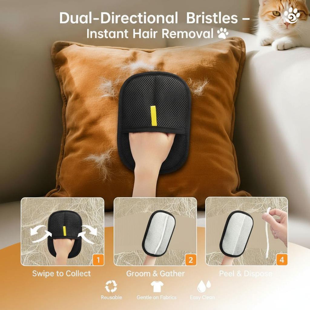 2-in-1 Pet Grooming and Hair Removal Gloves