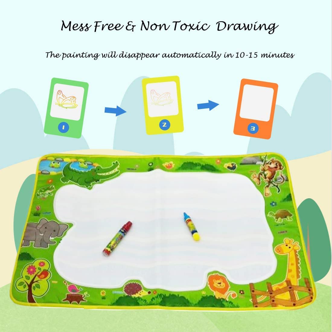 Water Doodle Mat for Kids With 2 Pens (70cm x 50cm)