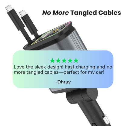 4 in 1 Retractable Car Charger With 120w Fast Charging