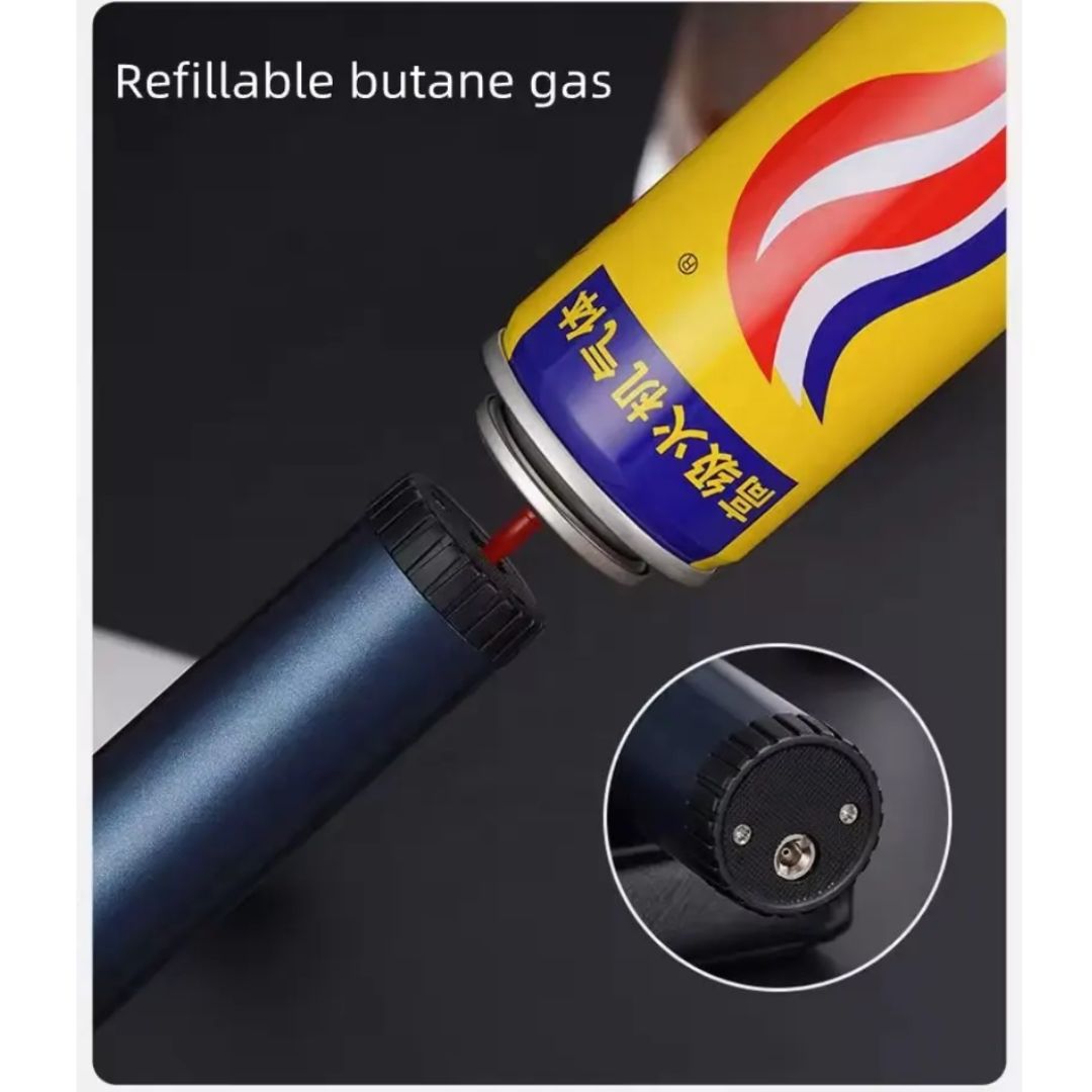 Jet Flame Lighter, Direct Impact Lighter Inflatable with Flame Locking Function, Refillable Jet Flame Windproof Torch Lighter for BBQ, Stove, Candle, Kitchen Cooker, Camping