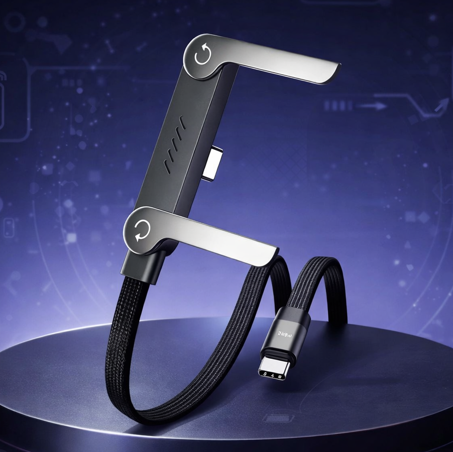 240W Ultra-Fast USB-C Charging Cable with Built-in Foldable Stand