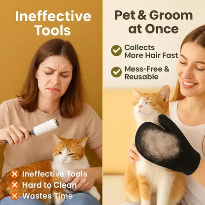 2-in-1 Pet Grooming and Hair Removal Gloves