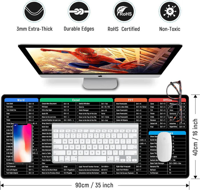 Anti-Slip Keyboard Shortcut Mat (80cm x 30cm)