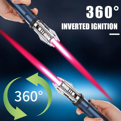 Jet Flame Lighter, Direct Impact Lighter Inflatable with Flame Locking Function, Refillable Jet Flame Windproof Torch Lighter for BBQ, Stove, Candle, Kitchen Cooker, Camping