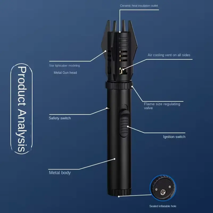 Jet Flame Lighter, Direct Impact Lighter Inflatable with Flame Locking Function, Refillable Jet Flame Windproof Torch Lighter for BBQ, Stove, Candle, Kitchen Cooker, Camping